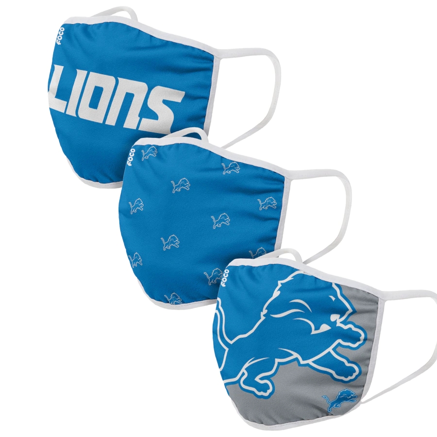  Detroit Lions Adult Face Covering 3-PackDust mask with filter->jacksonville jaguars->NFL Jersey